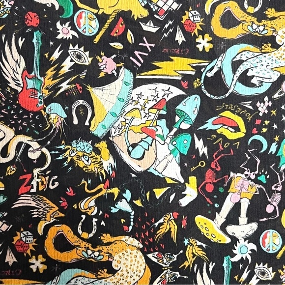 NEW ZADIG VOLTAIRE Circus Print Long Sleeve Tie Cuff Ruffled Button Up Dress XS - Picture 2 of 16